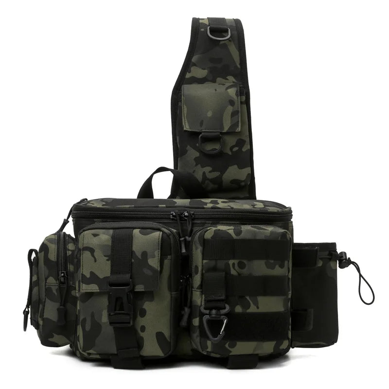 Fishing Bag Fish Lures Gear Rod Molle Outdoor Hiking Camping Travel Men Tactical Waist Pack Large Capacity Shoulder Hunting Bag