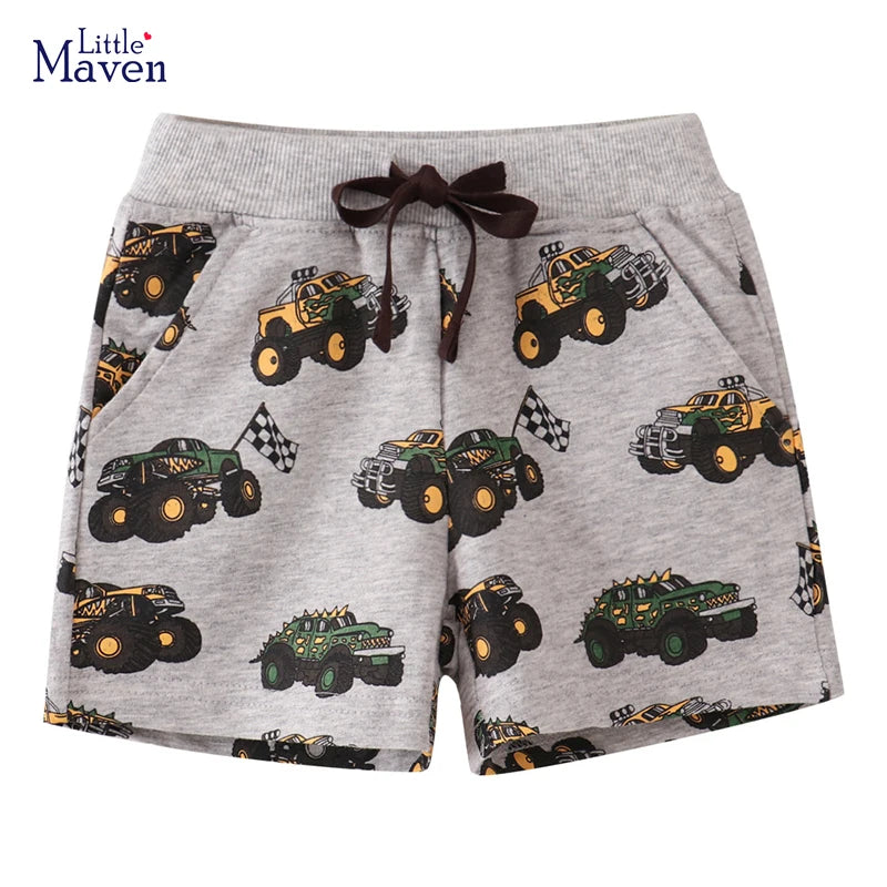 Little maven Children's Clothing 2024 New Summer Kids Clothes Baby Boys Kids Clothes Cotton Trousers Cartoon Trucks Short Pants