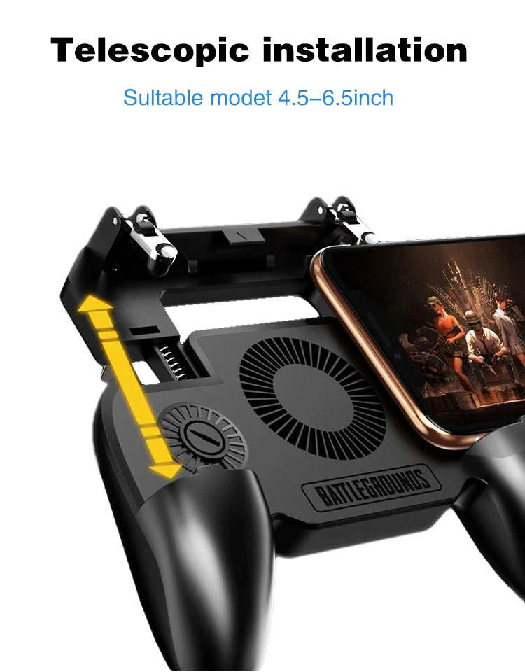 DATA FROG Gaming Grip with Portable Charger Cooling Fan for PUBG Mobile Controller L1R1 Mobile Game Trigger Joystick for Phone