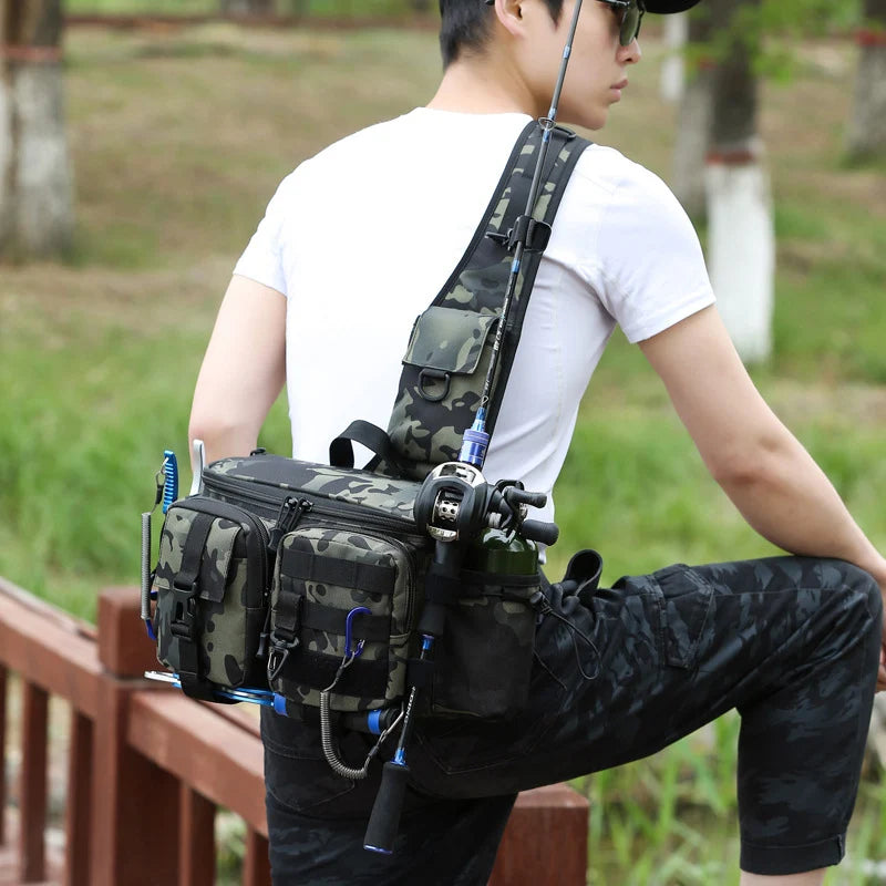 Fishing Bag Fish Lures Gear Rod Molle Outdoor Hiking Camping Travel Men Tactical Waist Pack Large Capacity Shoulder  Hunting Bag