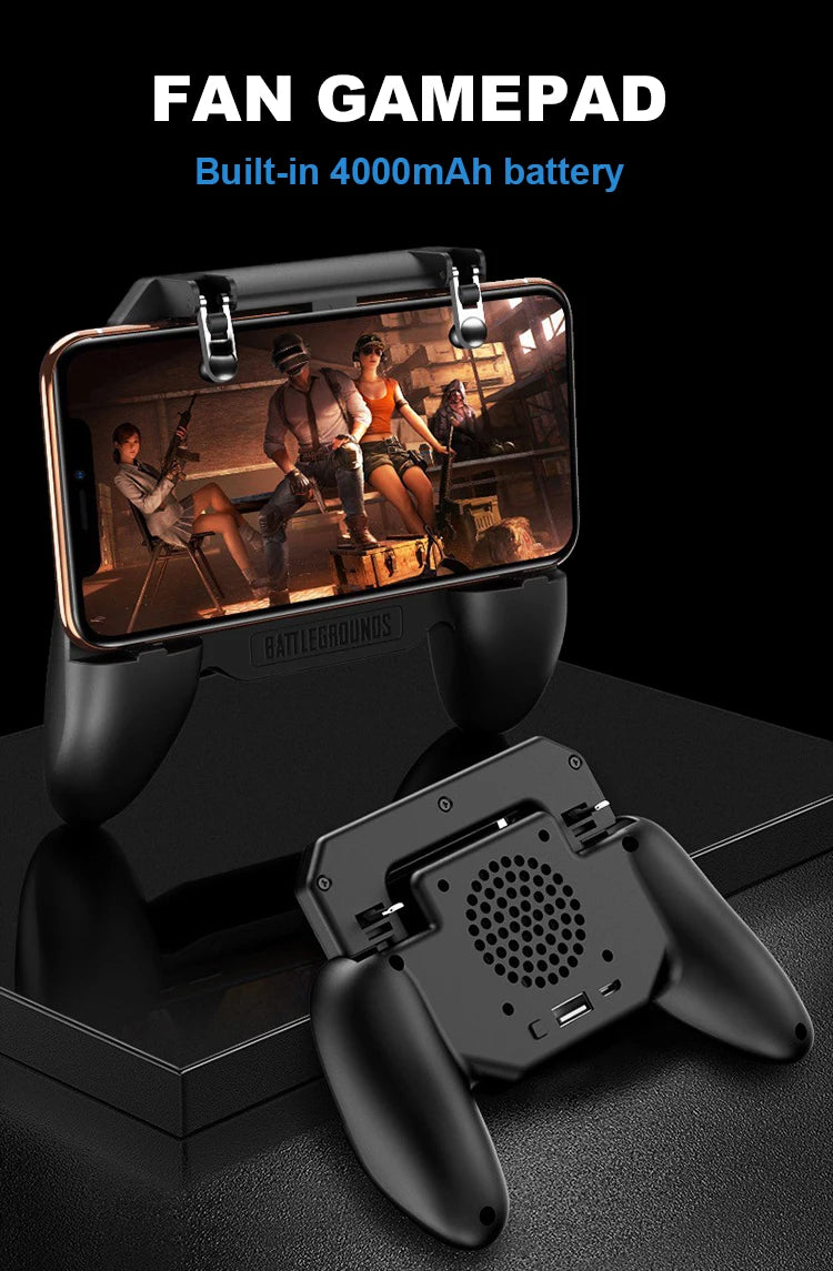 DATA FROG Gaming Grip with Portable Charger Cooling Fan for PUBG Mobile Controller L1R1 Mobile Game Trigger Joystick for Phone