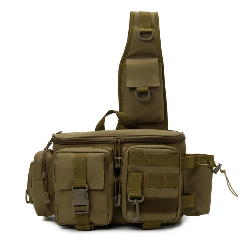 Fishing Bag Fish Lures Gear Rod Molle Outdoor Hiking Camping Travel Men Tactical Waist Pack Large Capacity Shoulder  Hunting Bag
